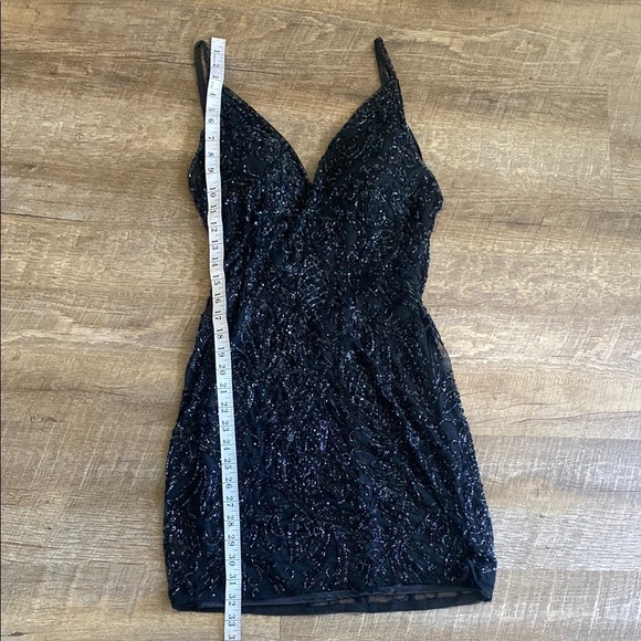 Primavera Couture Midnight Black Sequin Mini Dress Size 4 - Picture 2 of 9